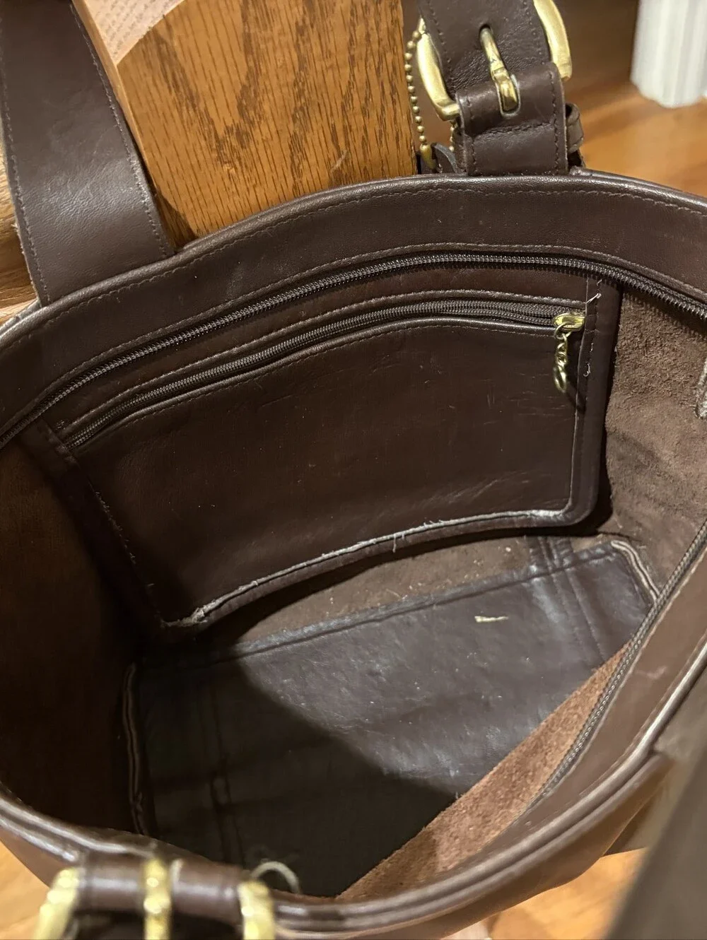 Vintage Coach Brown Leather Tote Bag Large Women 4133 Authentic Grain Shoulder